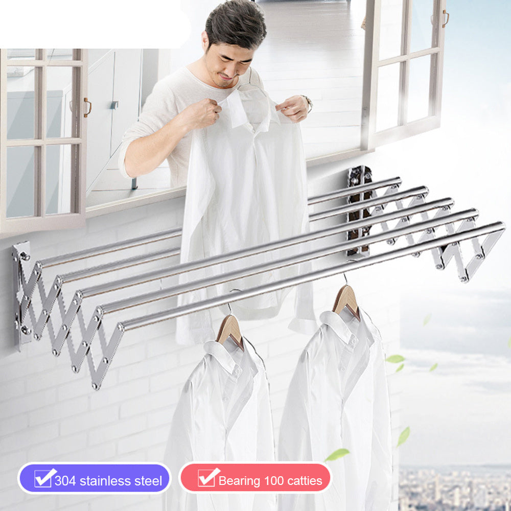 Indoor 304 Stainless Steel Balcony Telescopic Clothes Rack