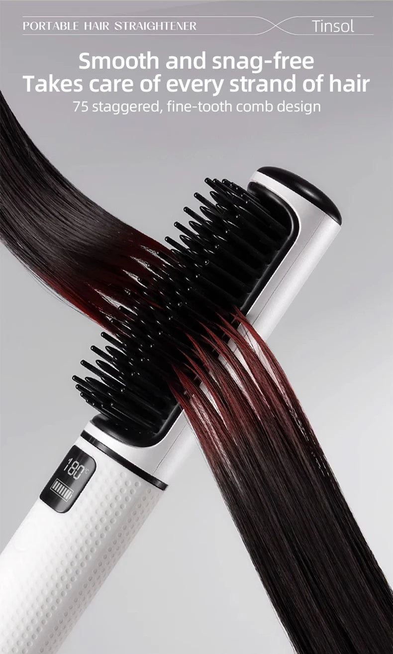 LCD USB Charging Straight Comb and Curly Hair