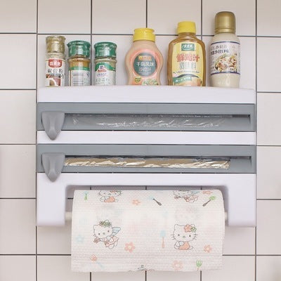 Multifunctional Plastic Wrap and Tissue Wall-mounted kitchen Storage Rack