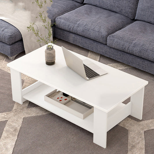 Double Coffee Table With Storage Rack